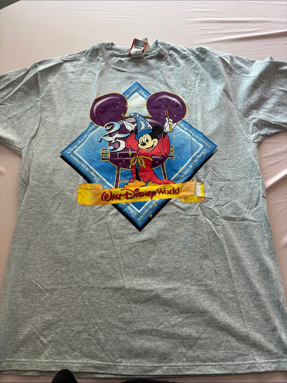 Disney Gray Walt Disney World Sorcerer Mickey 25th Anniversary Tee